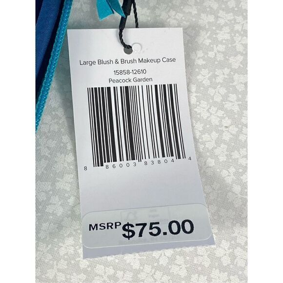 VERA BRADLEY Large Blush & Brush Makeup Case - PEACOCK GARDEN - Picture 5 of 6